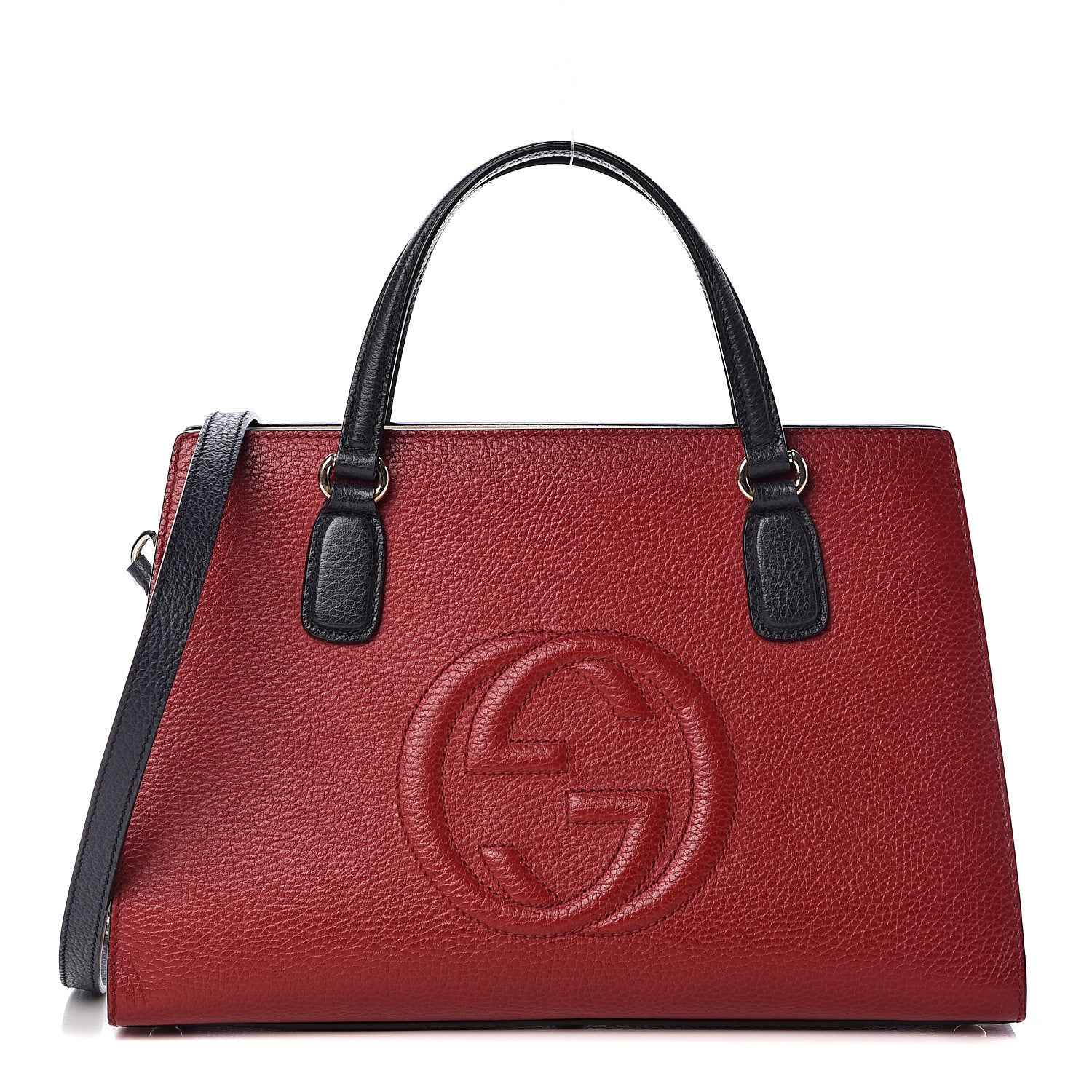 Gucci Dollar Calfskin Medium Soho Top Handle Satchel Hibiscus Red Mystic White Blue 1 of 10