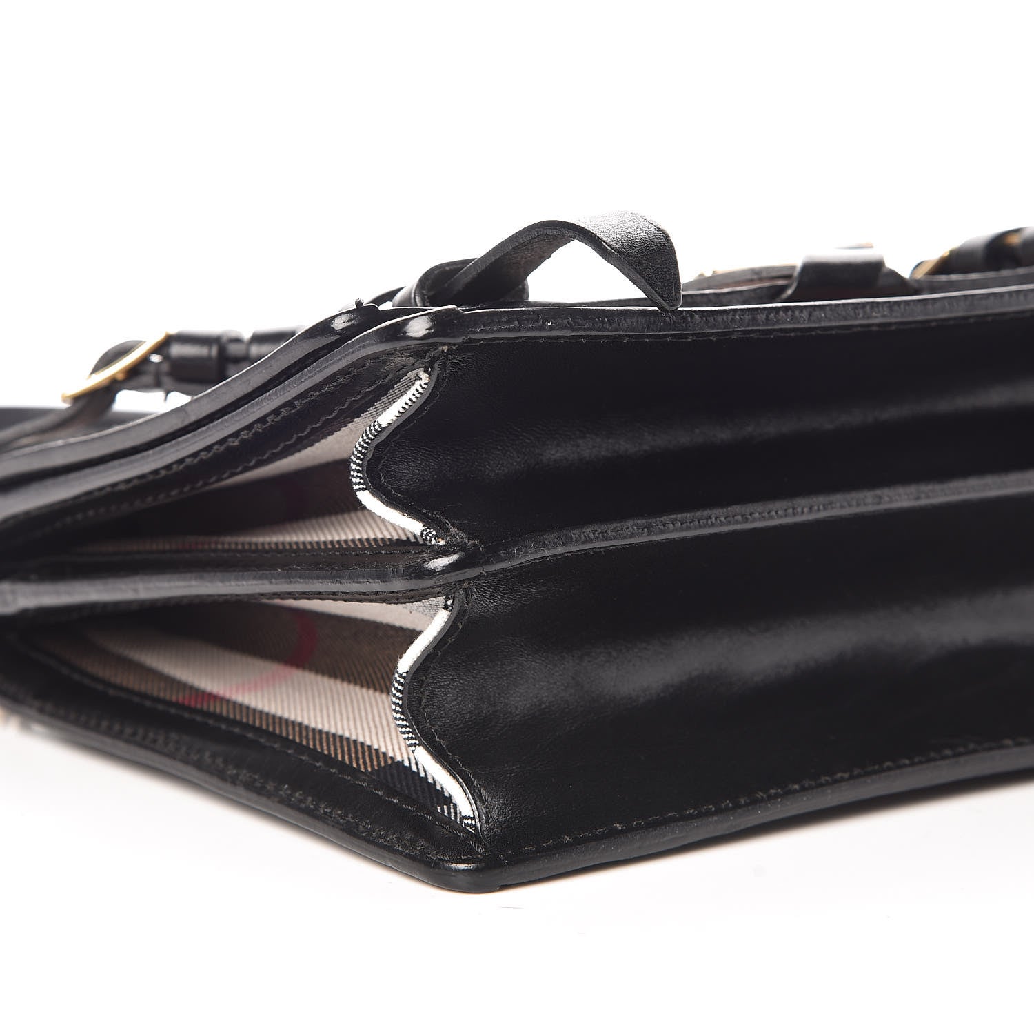 Burberry House Check Bridle Calfskin Top Handle Shoulder Bag Black 5 of 9