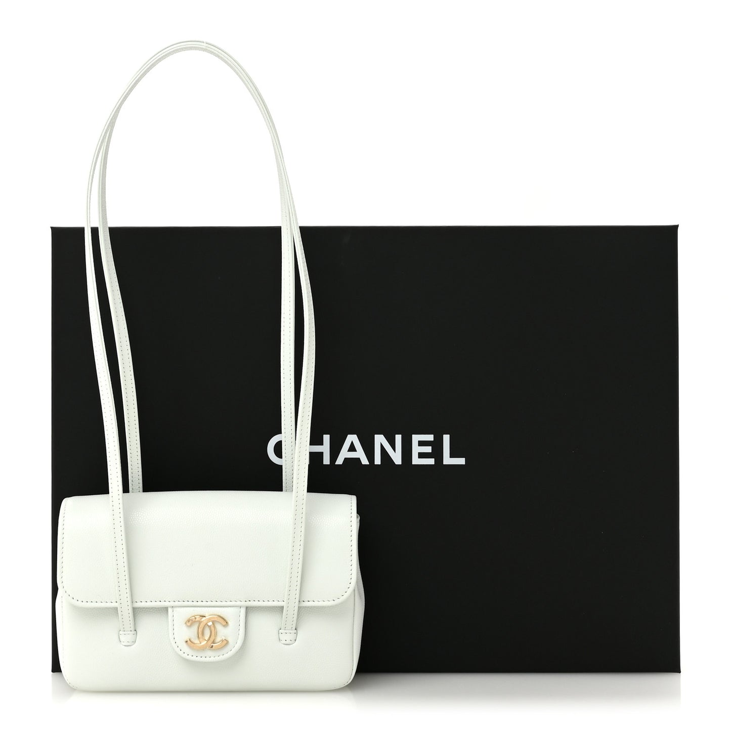 Shiny Caviar Mini Preppy Coco Shoulder Bag Light Blue