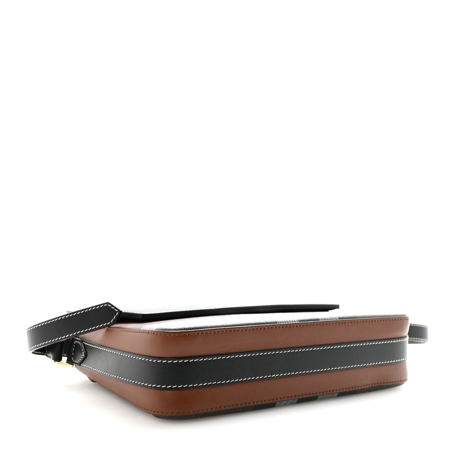 E-Canvas Check Calfskin Catherine Shoulder Bag Dark Birch Brown