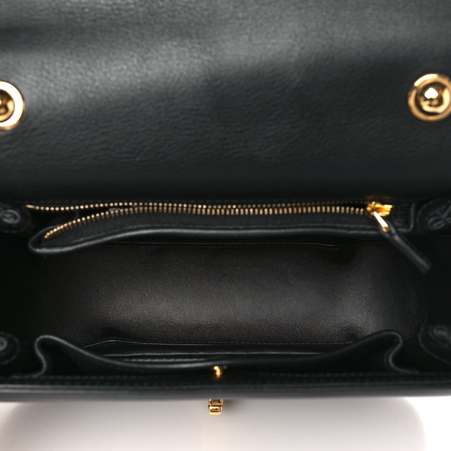 Roxy Calfskin Small Blondie Top Handle Shoulder Flap Bag Black