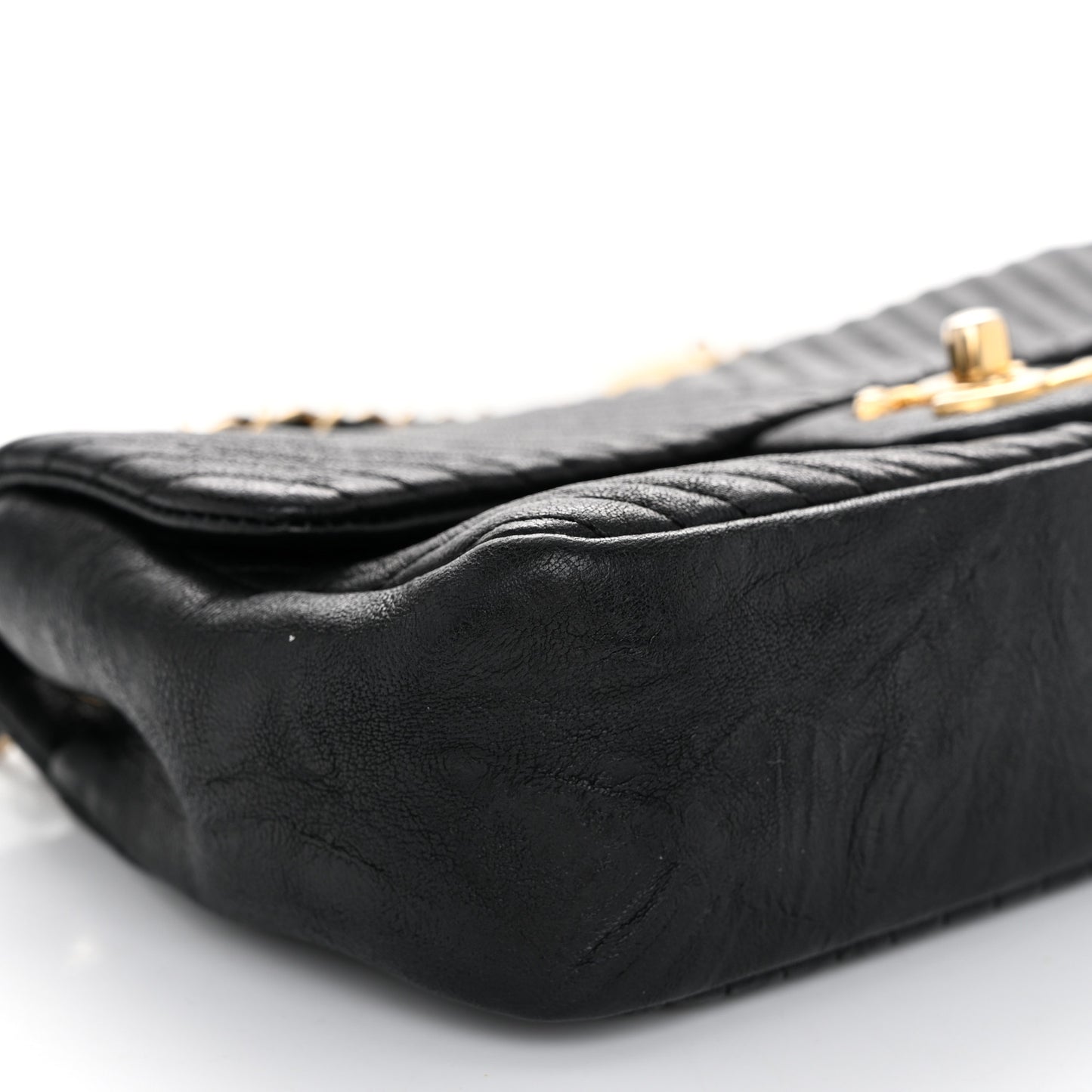 Calfskin Surpique Chevron Small Flap Black