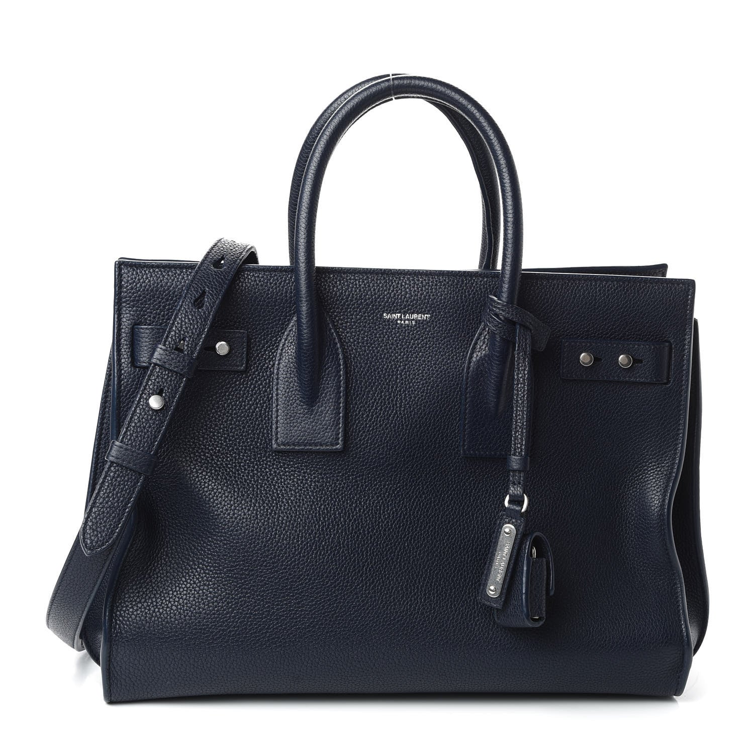 Saint Laurent Grained Calfskin Small Supple Sac De Jour Navy 1 of 14