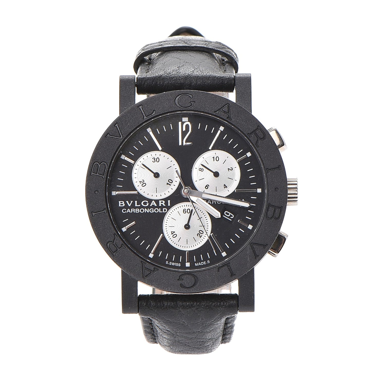 Carbon Calfskin 38mm Marbella Quartz Watch Black