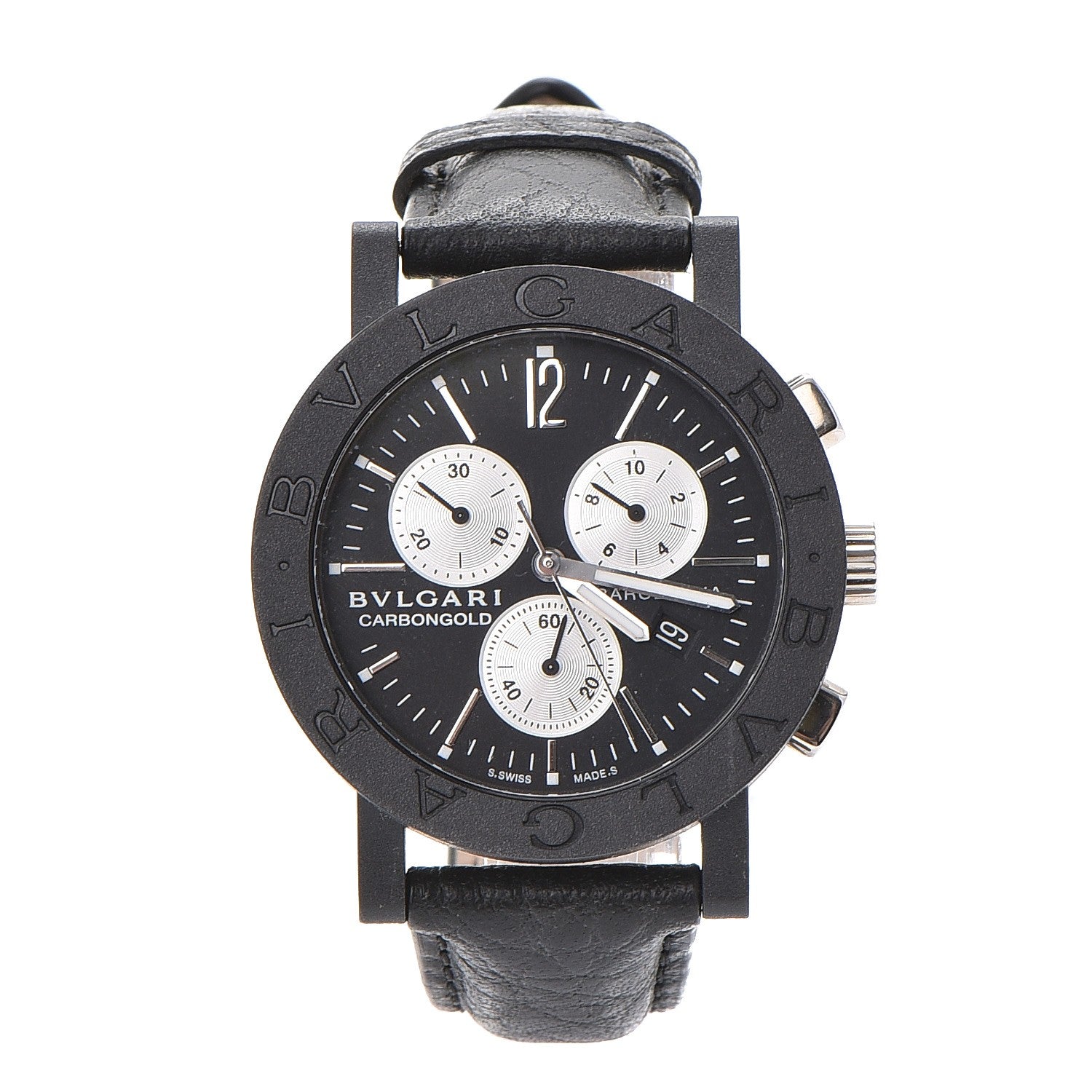 Bulgari Carbon Calfskin 38mm Marbella Quartz Watch Black 1 of 8