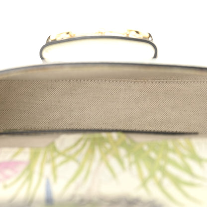 Gucci New Shangai Calfskin Tiger Savanah Web Mini Horsebit 1955 Shoulder Bag Chalky White Multicolor 5 of 11