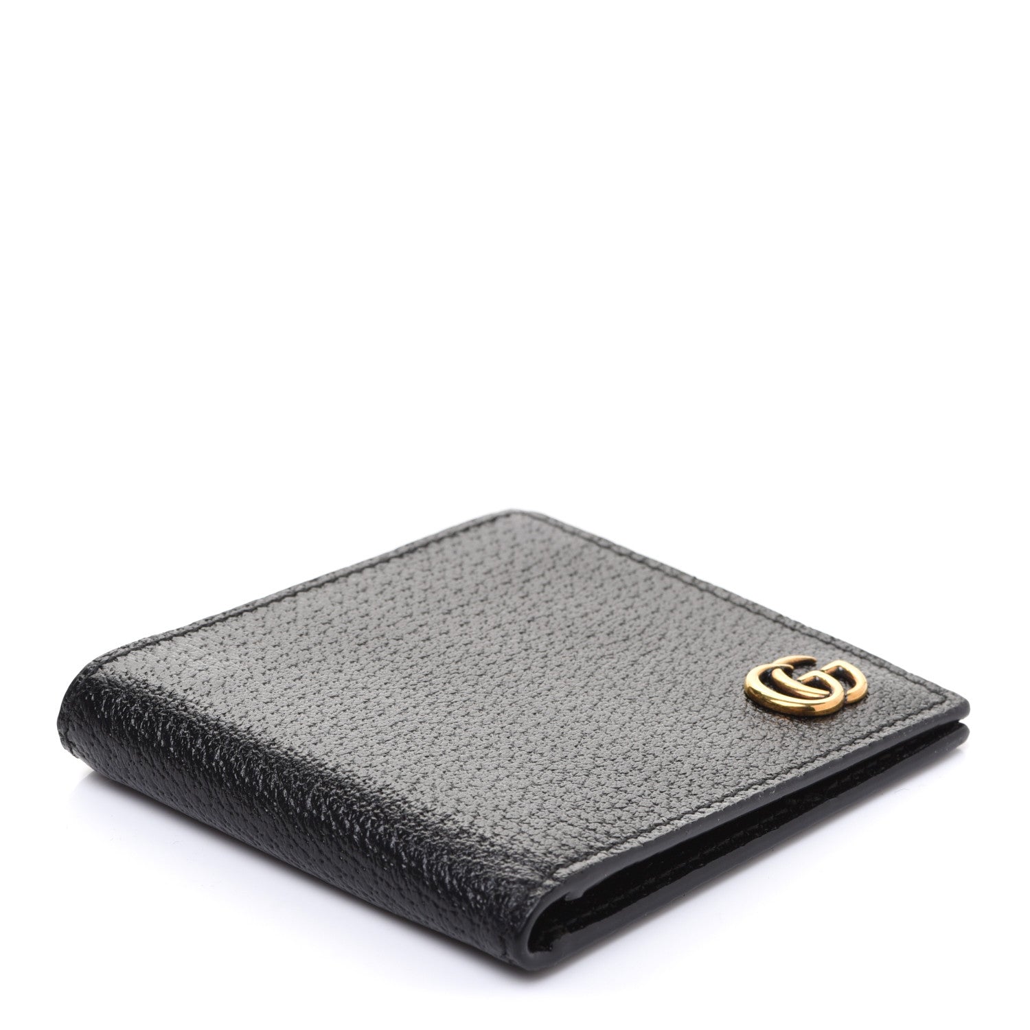 Gucci Calfskin Boar Effect GG Marmont Bi-Fold Wallet Black 4 of 8