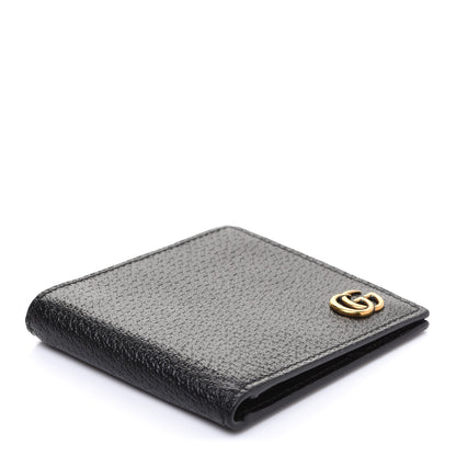 Gucci Calfskin Boar Effect GG Marmont Bi-Fold Wallet Black 4 of 8