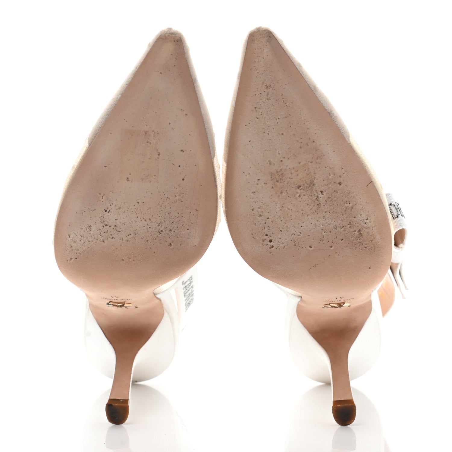 Christian Dior Mesh Plumetis Grosgrain Studded J'Adior Slingback 100mm Pumps 41 White 5 of 8