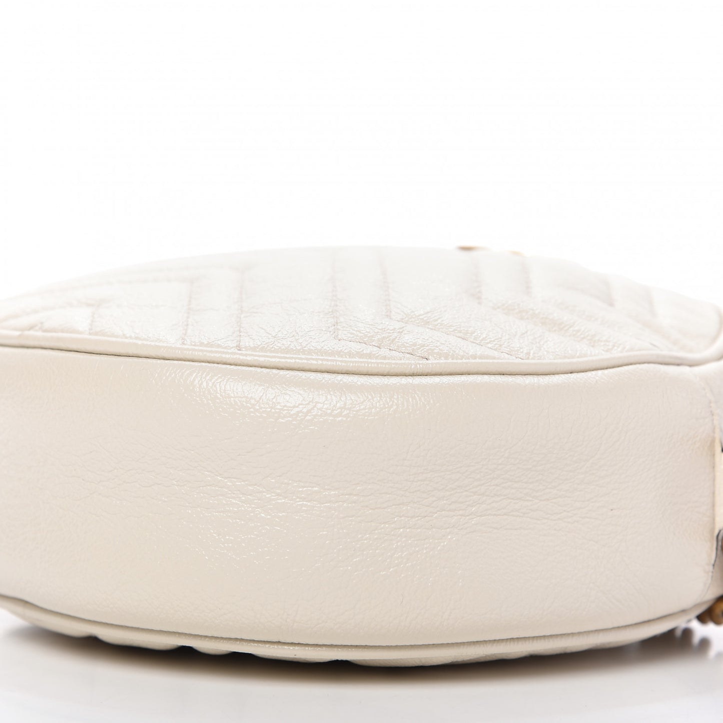Calfskin Matelasse Mini GG Marmont Round Shoulder Bag White