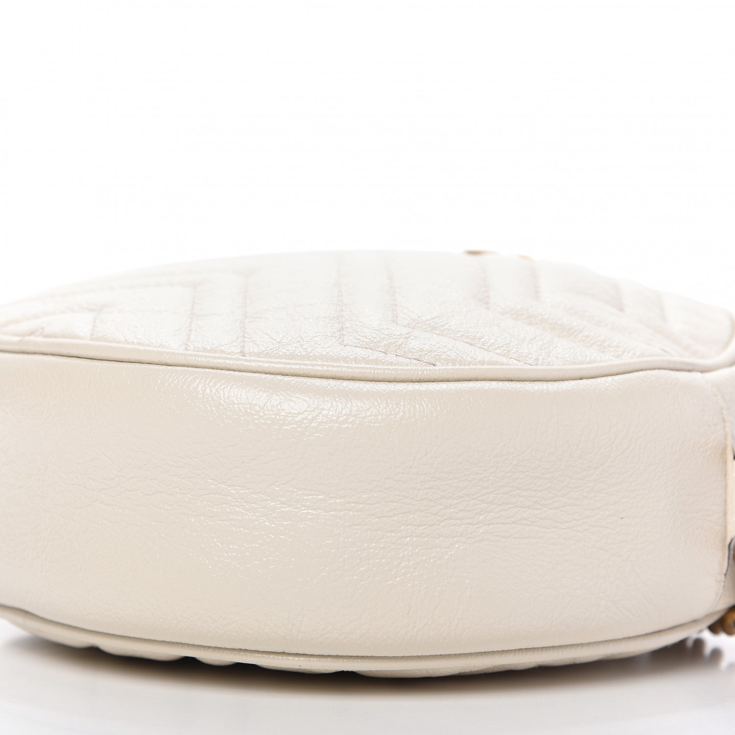 Gucci Calfskin Matelasse Mini GG Marmont Round Shoulder Bag White 7 of 9