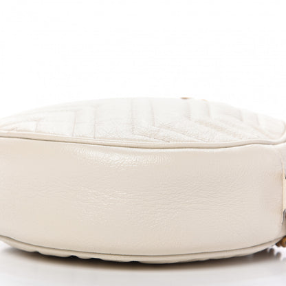 Gucci Calfskin Matelasse Mini GG Marmont Round Shoulder Bag White 7 of 9