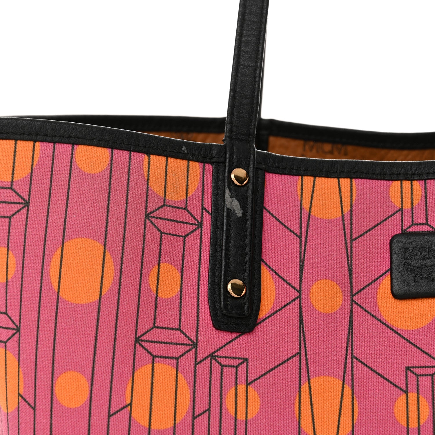 MCM Visetos Medium Project Reversible Shopper Tote Cognac 21 of 27