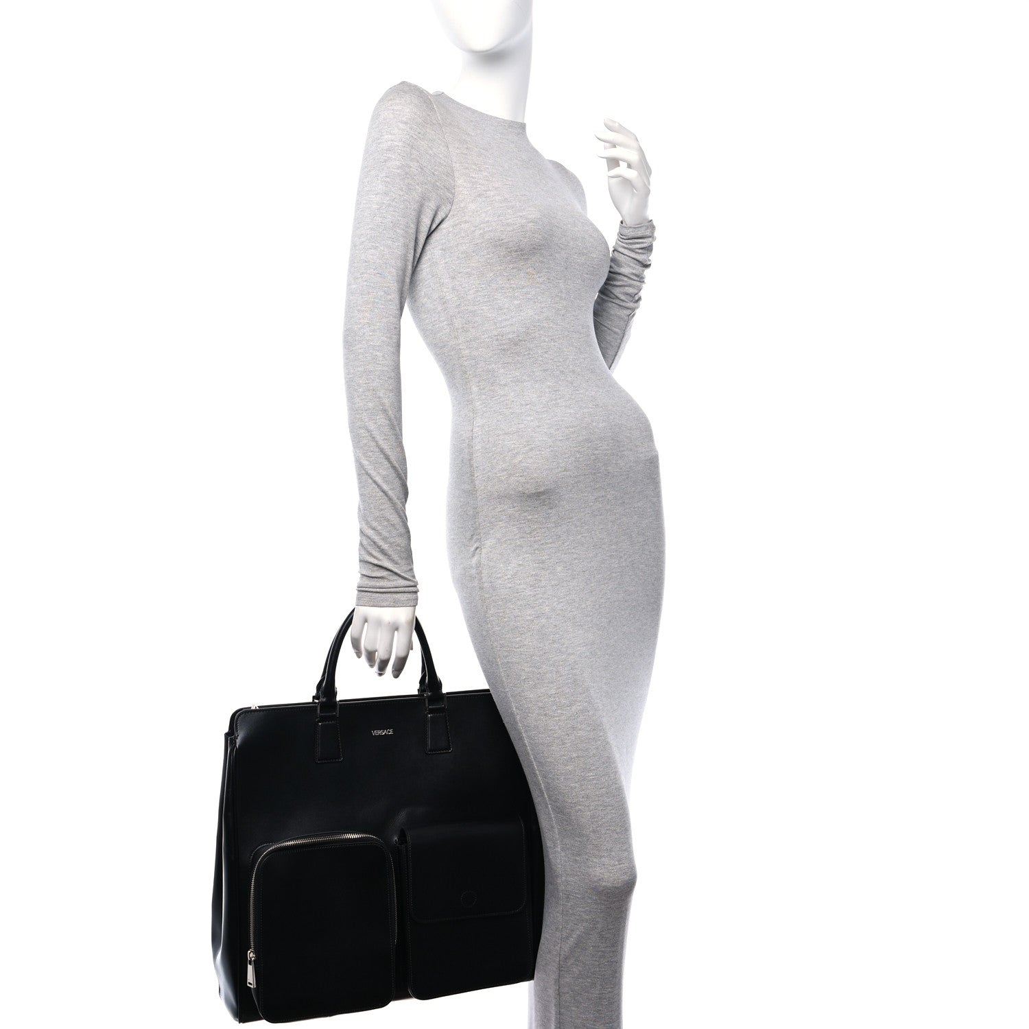 Versace Calfskin Cargo Tote Black 2 of 9