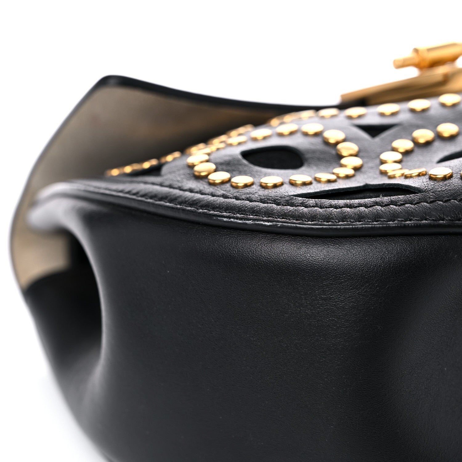 Chloe Calfskin Suede Studded Drew Shoulder Bag Black 7 of 17