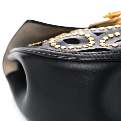 Chloe Calfskin Suede Studded Drew Shoulder Bag Black 7 of 17