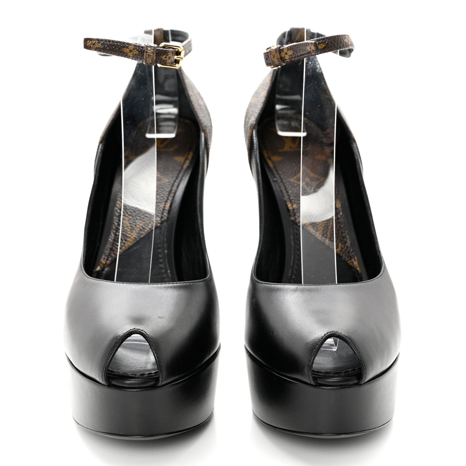 Louis Vuitton Calfskin Monogram Afterglow Platform Pumps 40 Black 2 of 9