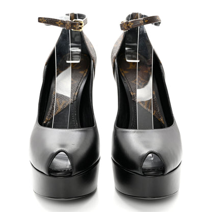 Louis Vuitton Calfskin Monogram Afterglow Platform Pumps 40 Black 2 of 9