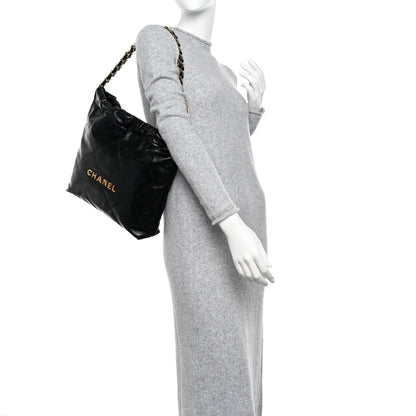 Chanel Shiny Calfskin Quilted Small Chanel 22 Black 2 of 12
