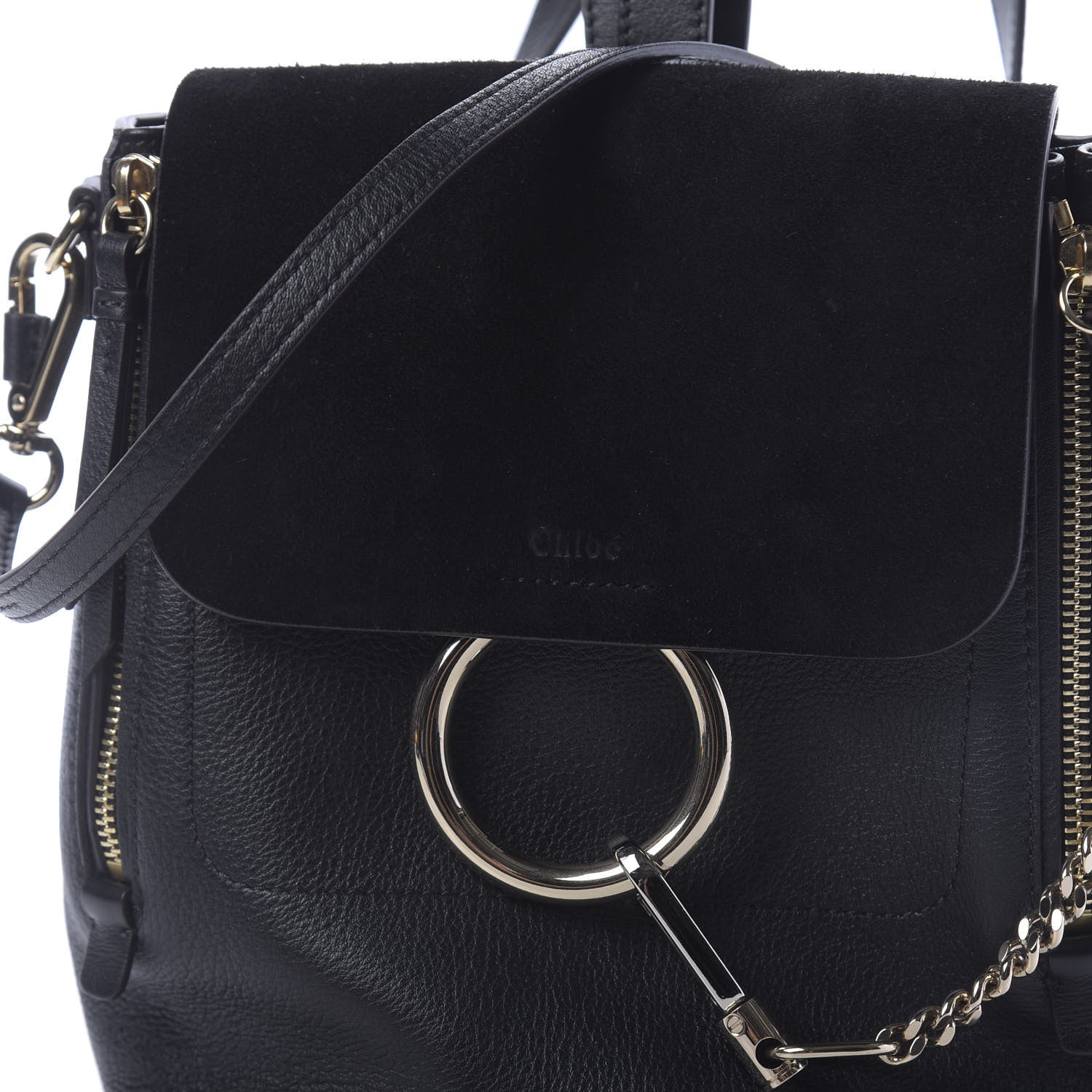 Chloe Suede Calfskin Small Faye Backpack Black 8 of 8