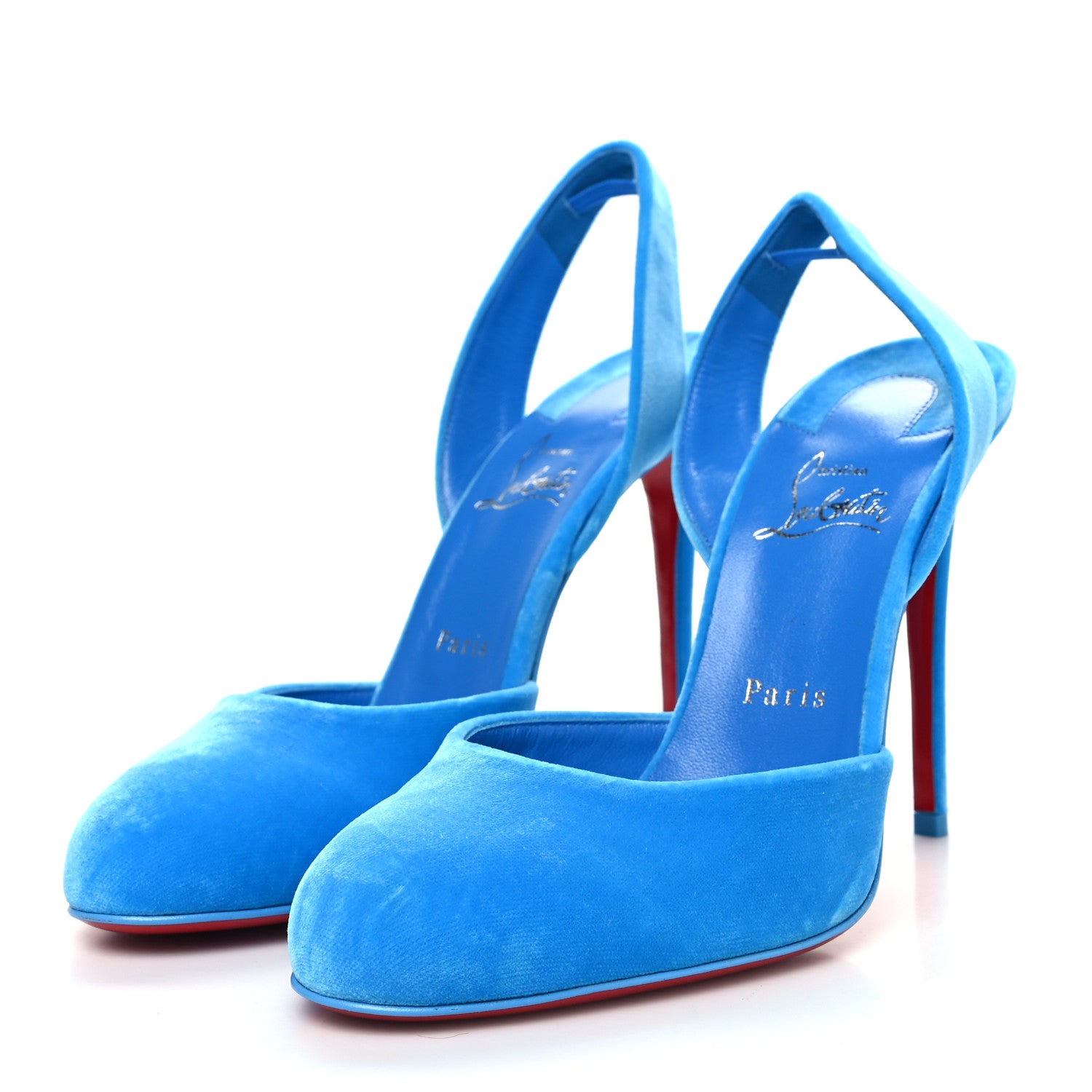 Christian Louboutin Velvet Betty Sling 100 Pumps 40 Alize 3 of 7