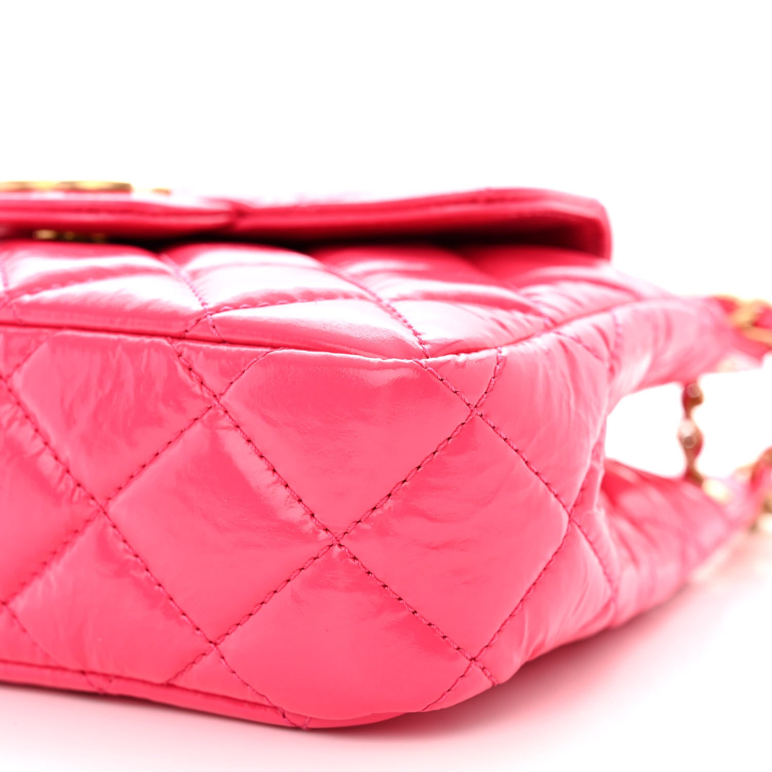 Chanel Shiny Crumpled Calfskin Quilted Small Wavy CC Hobo Pink 11 of 12