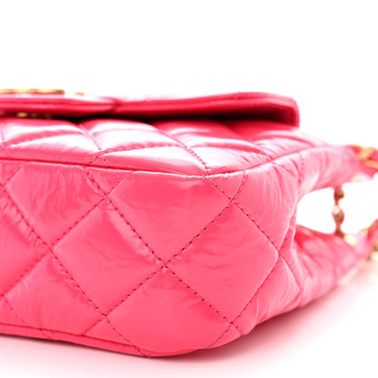 Chanel Shiny Crumpled Calfskin Quilted Small Wavy CC Hobo Pink 11 of 12