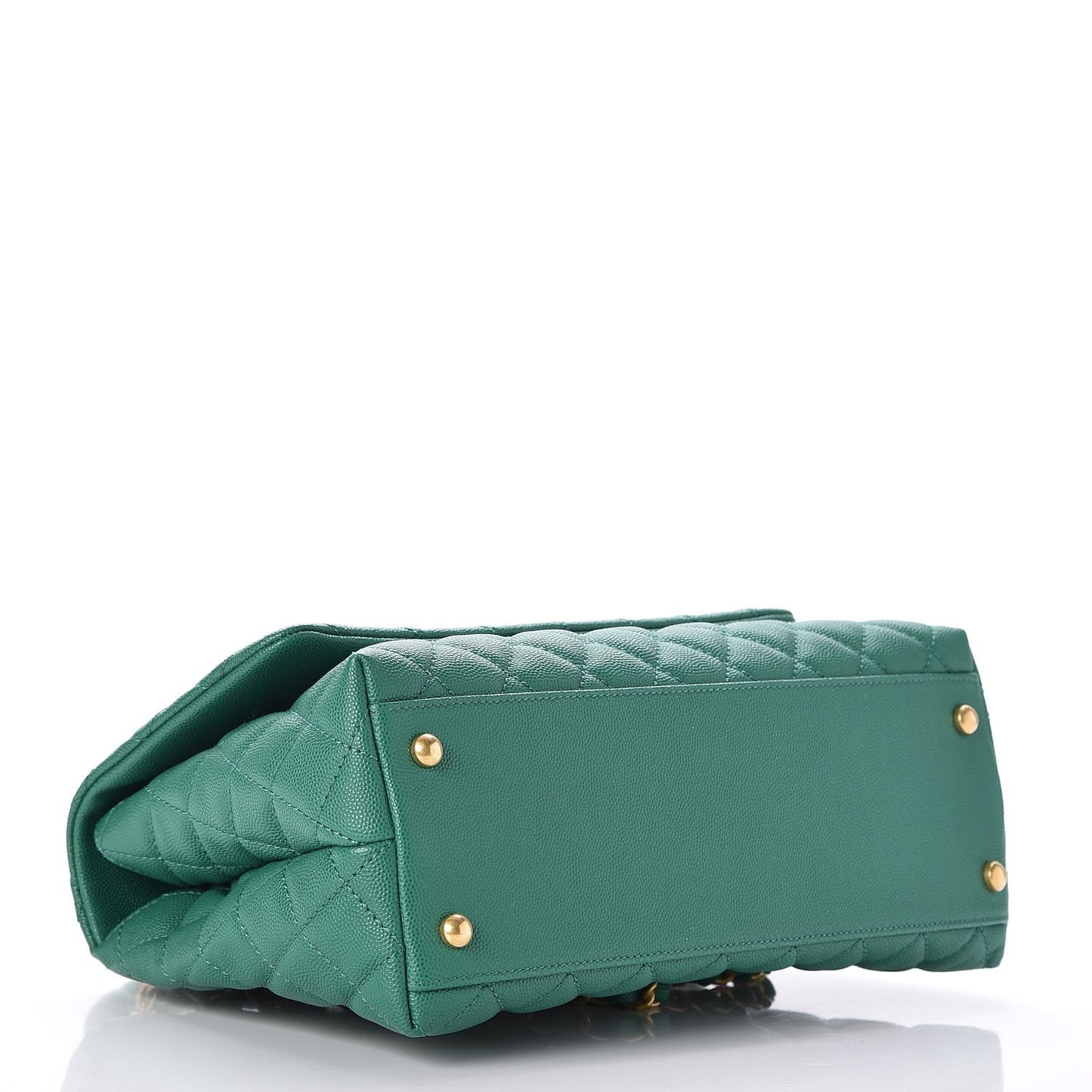 Caviar Quilted Small Coco Handle Flap Green