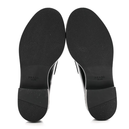 Prada Spazzolato Metal Triangle Logo 50mm Loafers 37 Black 5 of 10