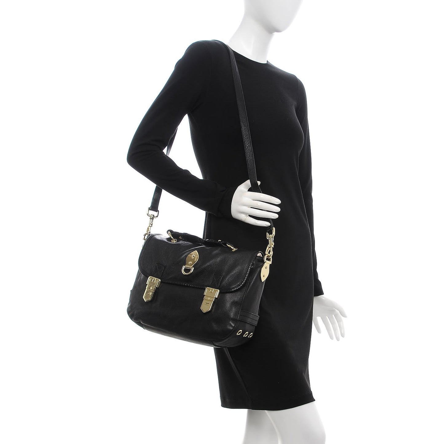 Soft Grain Calfskin Tillie Satchel Black