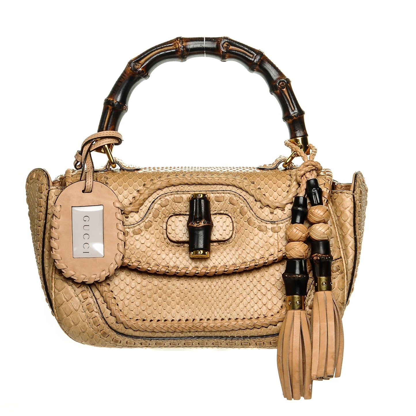 Python Medium New Bamboo Top Handle Bag