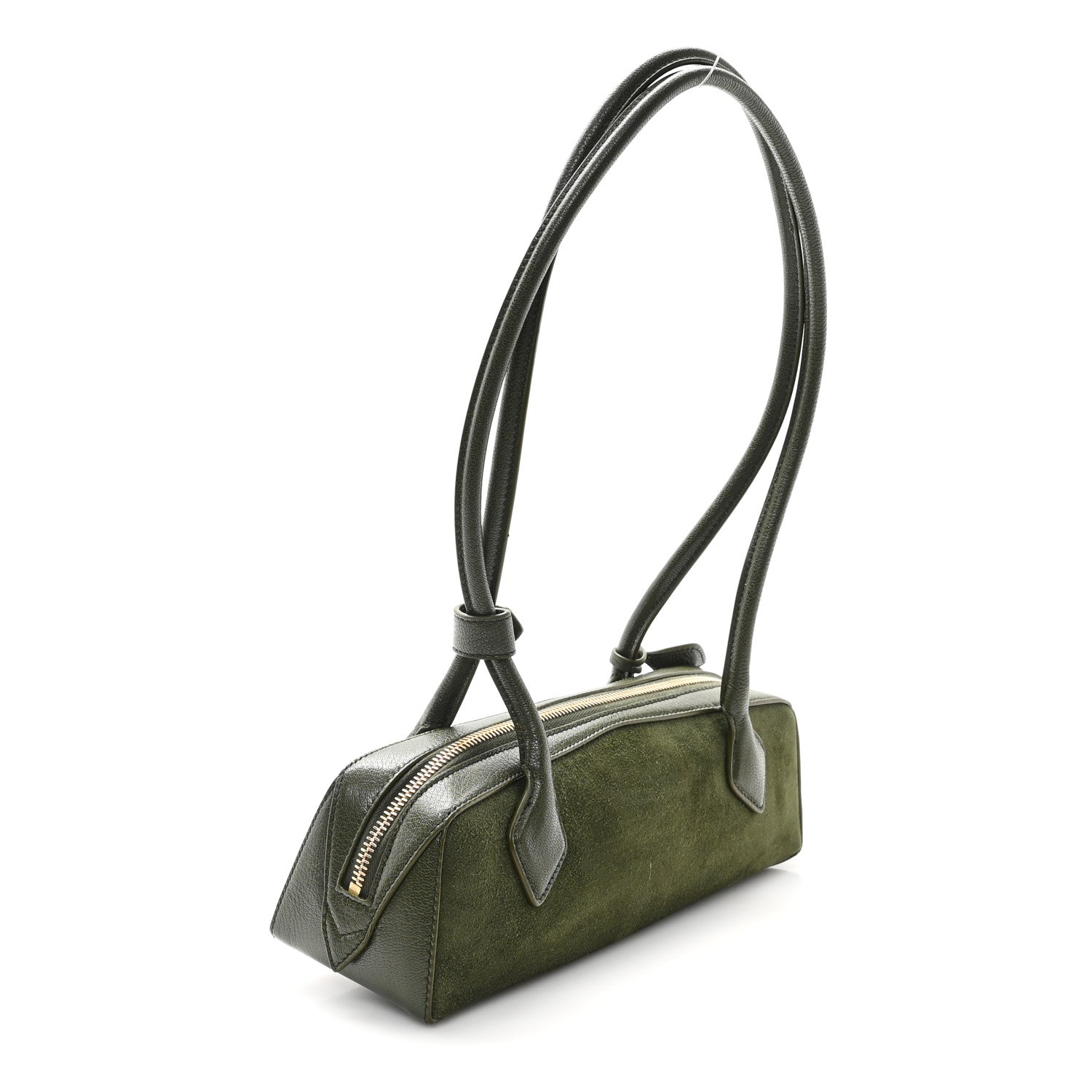 Alaia Suede Goatskin Small Le Teckel Bag Olive Green 4 of 10