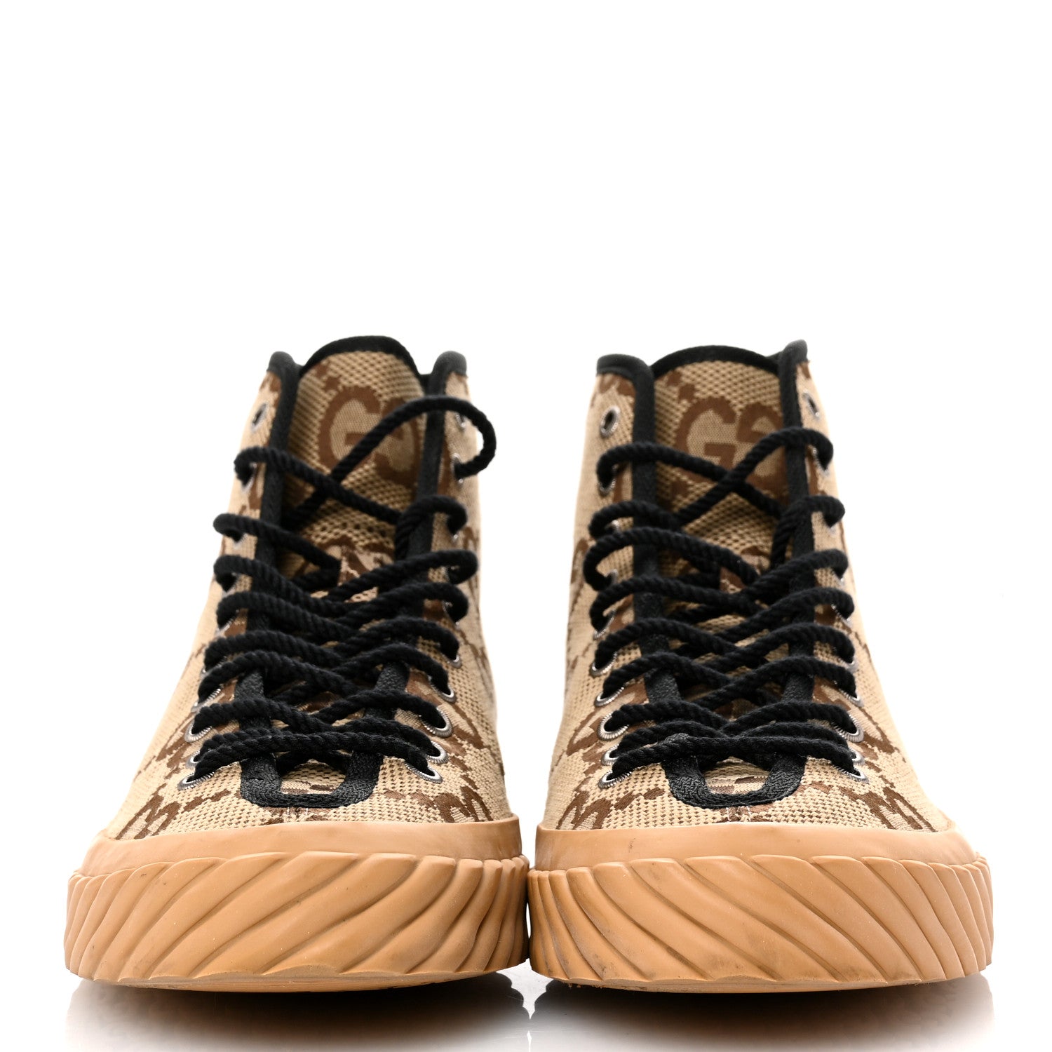 Gucci Monogram Jumbo GG New Lace Papin Mens Tortuga High Top Sneakers 8.5 Ebony Black 3 of 10