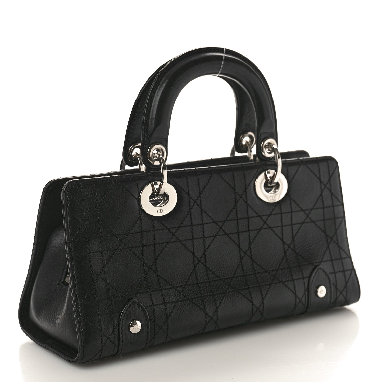 Christian Dior CHRISTIAN DIOR Calfskin Cannage Stitched Small East West Lady Dior Black 3 of 10