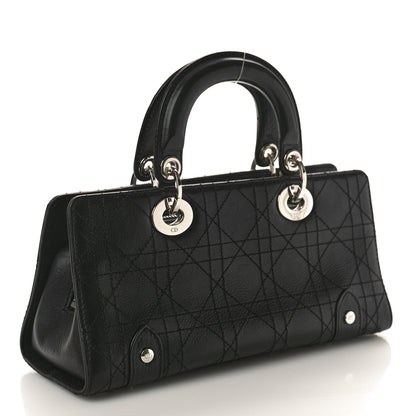 Christian Dior CHRISTIAN DIOR Calfskin Cannage Stitched Small East West Lady Dior Black 3 of 10
