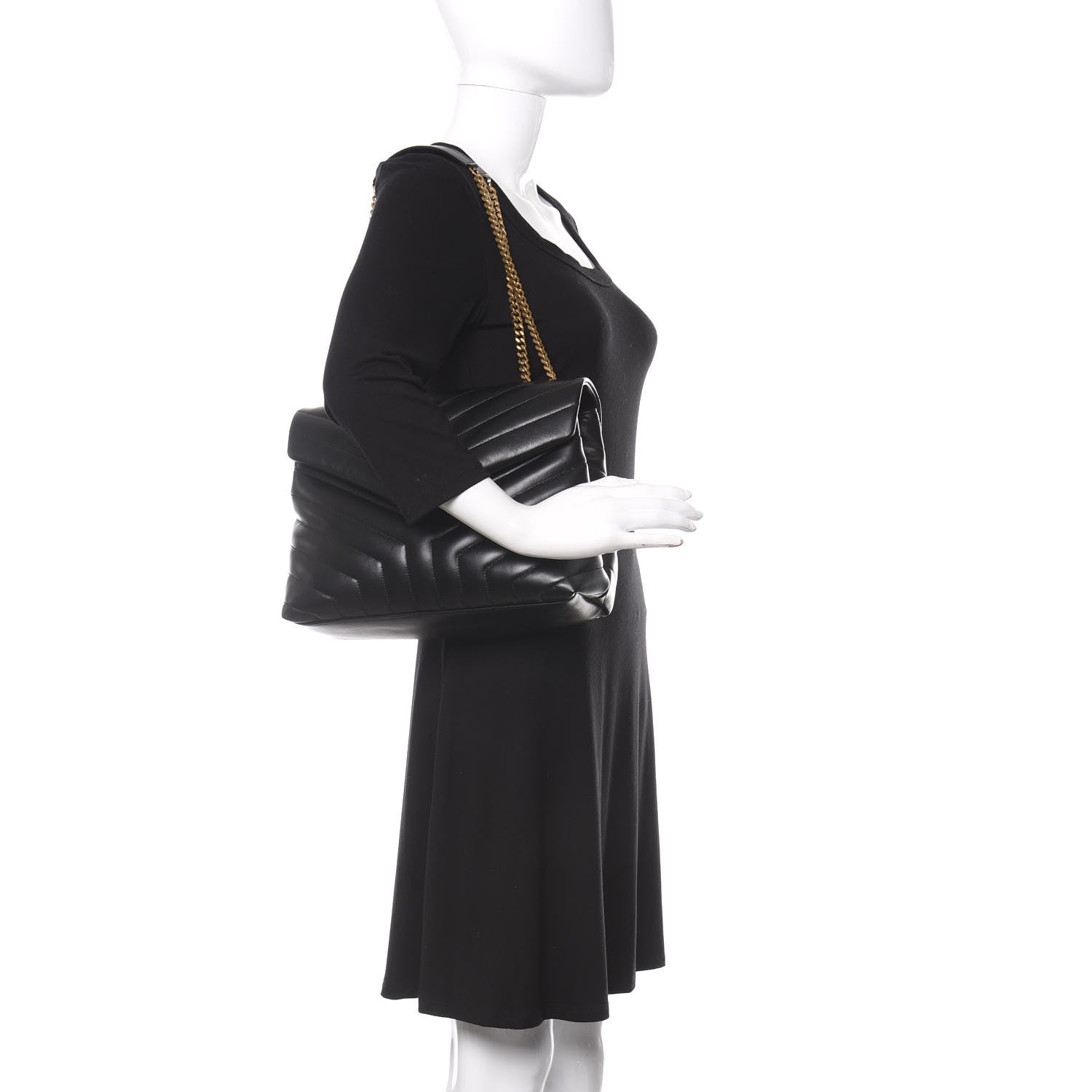Saint Laurent Calfskin Y Quilted Monogram Medium Loulou Chain Satchel Black 2 of 10
