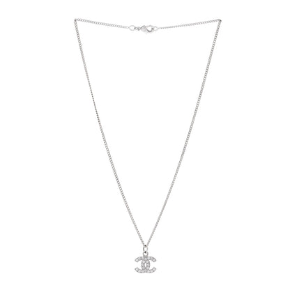 Chanel Crystal Timeless CC Necklace Silver 2 of 3