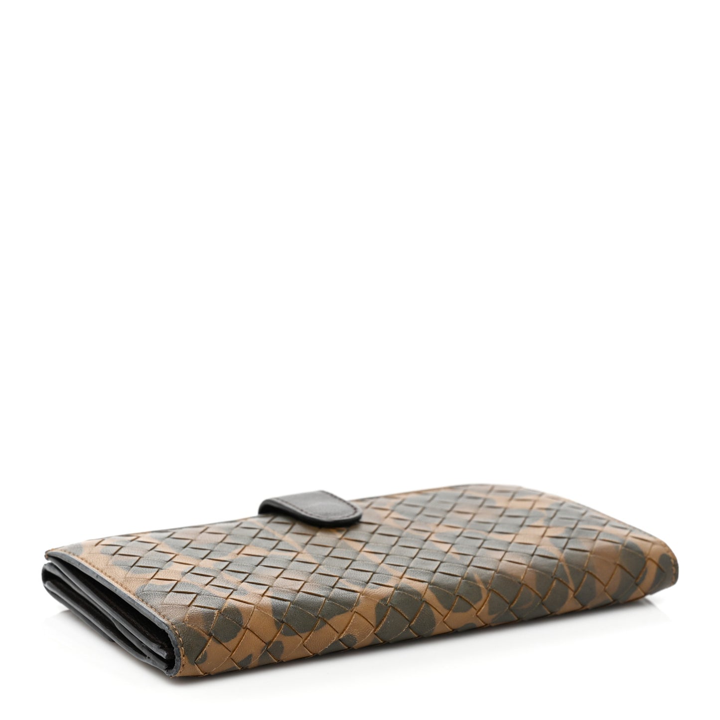Nappa Intrecciato Leopard Print Continental Wallet Brown