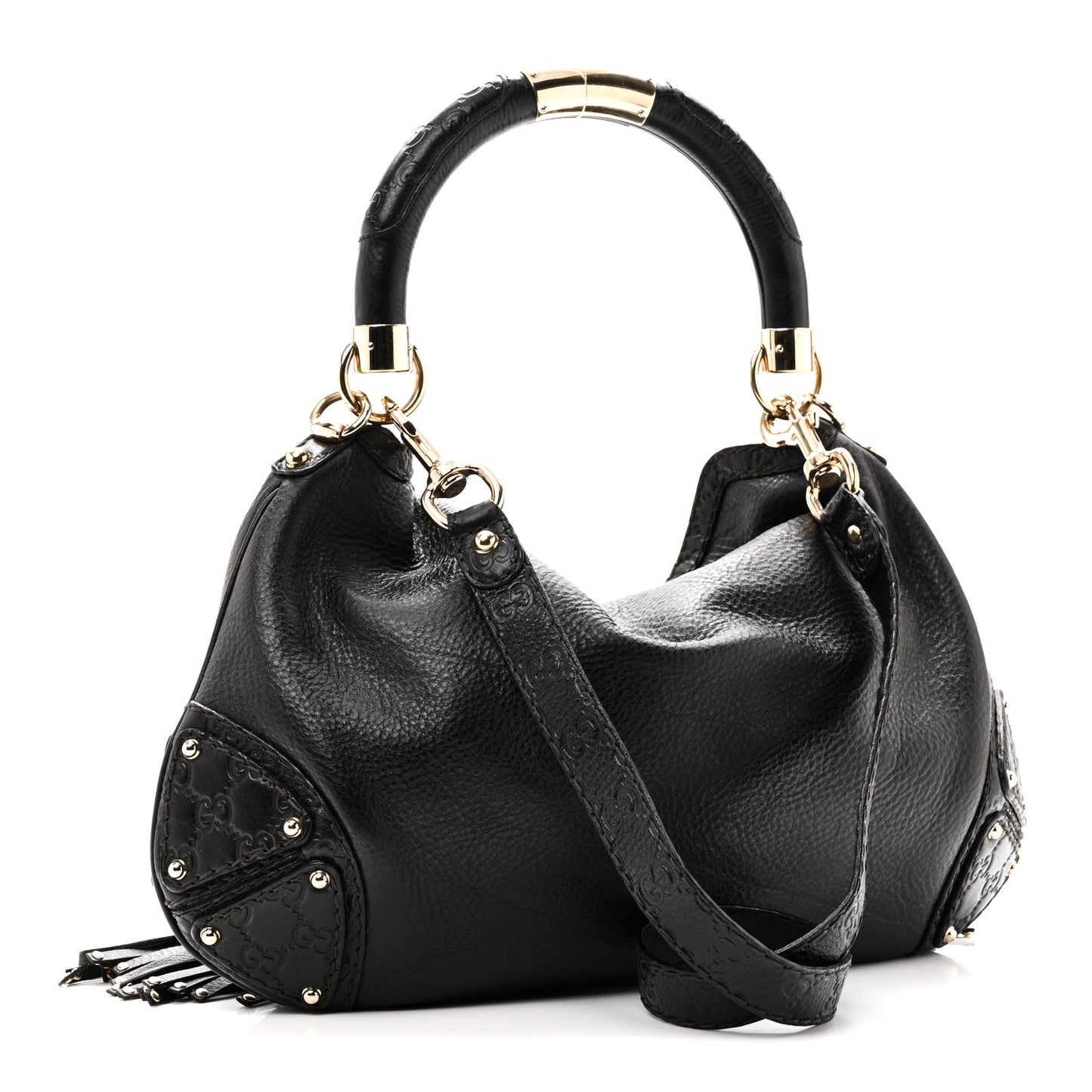 Calfskin Medium Indy Top Handle Hobo Black