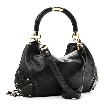Gucci Calfskin Medium Indy Top Handle Hobo Black 3 of 10