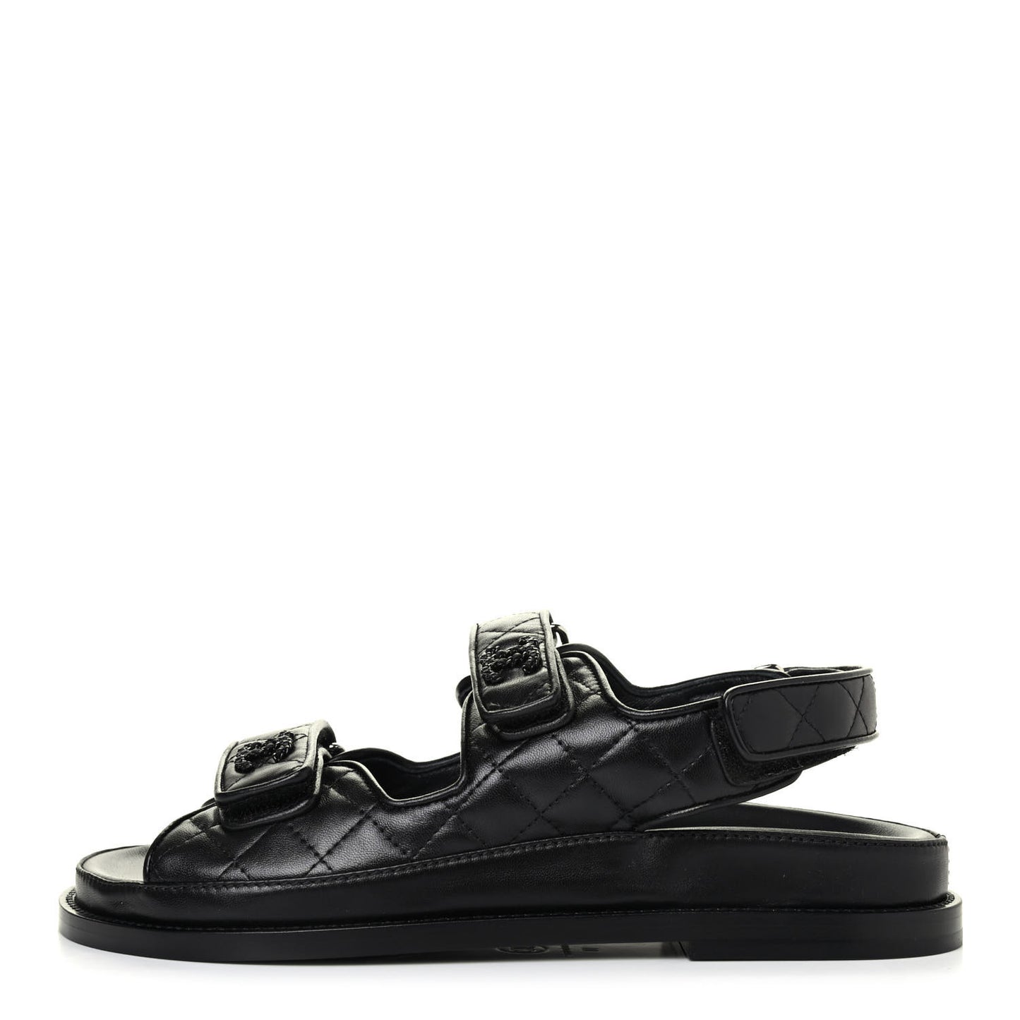 Lambskin Velcro Dad Sandals 38 Black