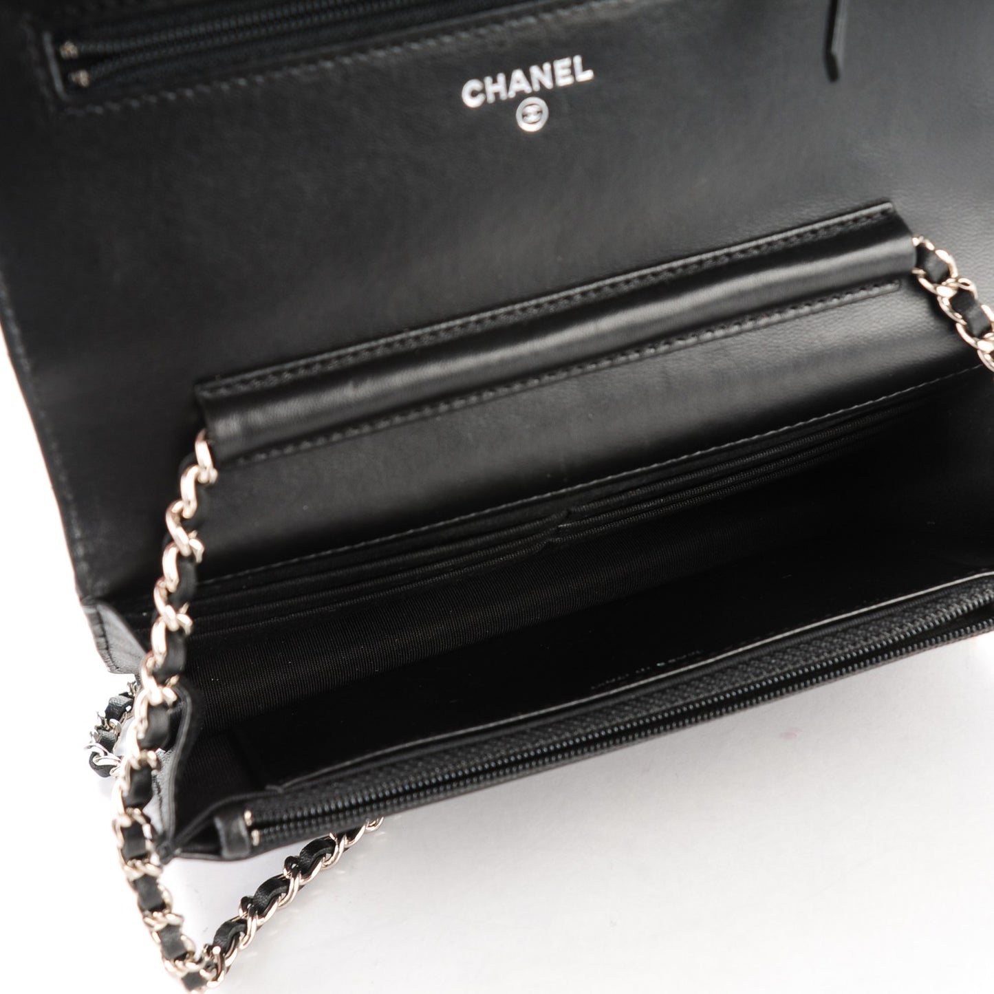 Lambskin Quilted Wallet On Chain WOC Black