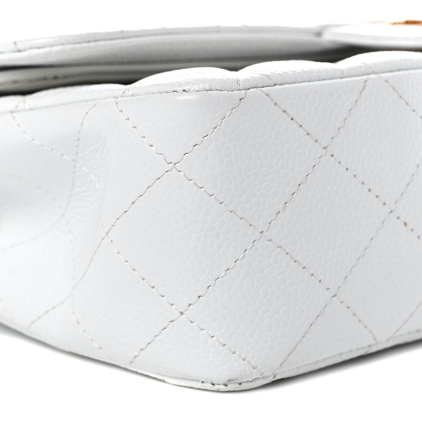 Caviar Quilted Medium Double Flap White