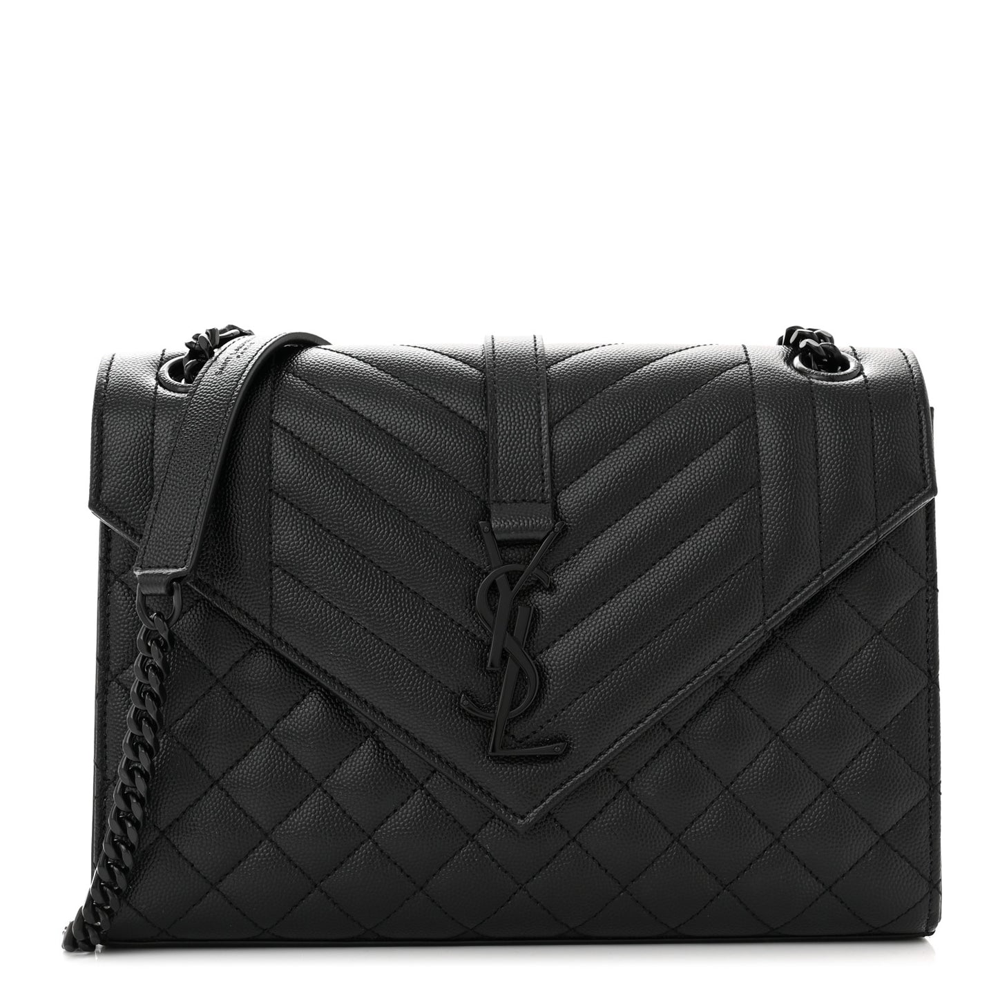 Grain De Poudre Textured Mixed Matelasse Triquilt Medium Monogram Satchel Black