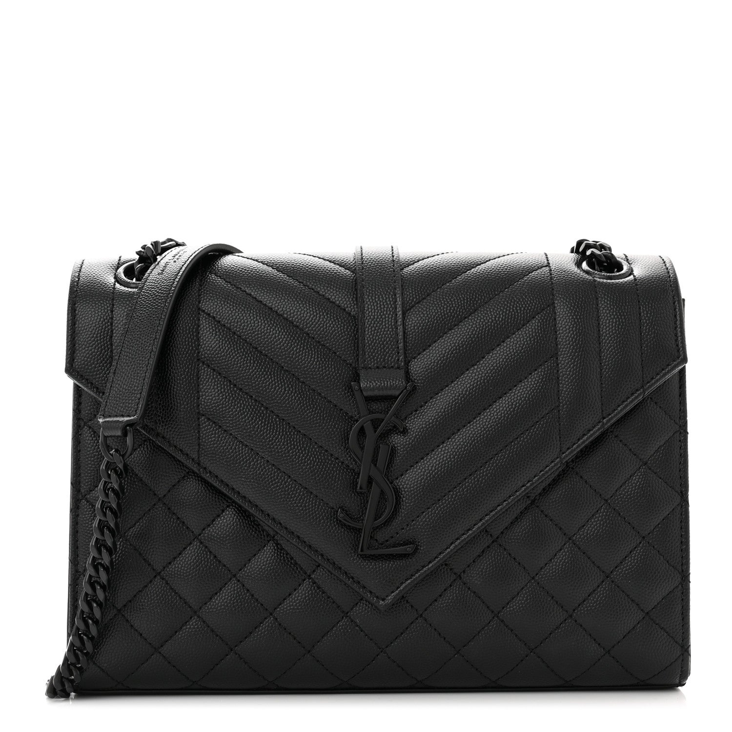 Saint Laurent Grain De Poudre Textured Mixed Matelasse Triquilt Medium Monogram Satchel Black 1 of 10