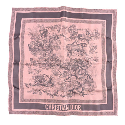 Christian Dior Silk Toile De Jouy Sauvage Square Scarf Pink 1 of 3