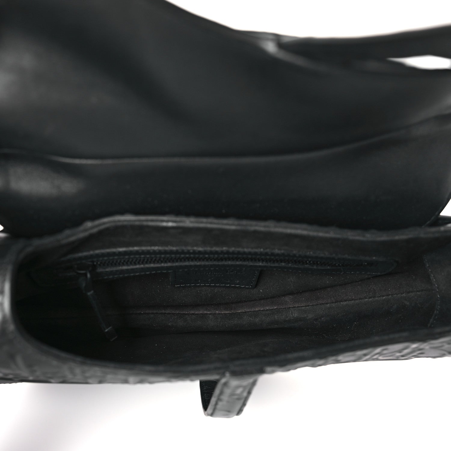 Christian Dior Calfskin Embossed Oblique Saddle Bag With Strap Black 5 of 10