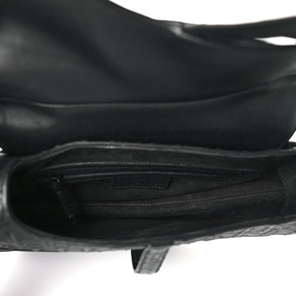 Christian Dior Calfskin Embossed Oblique Saddle Bag With Strap Black 5 of 10