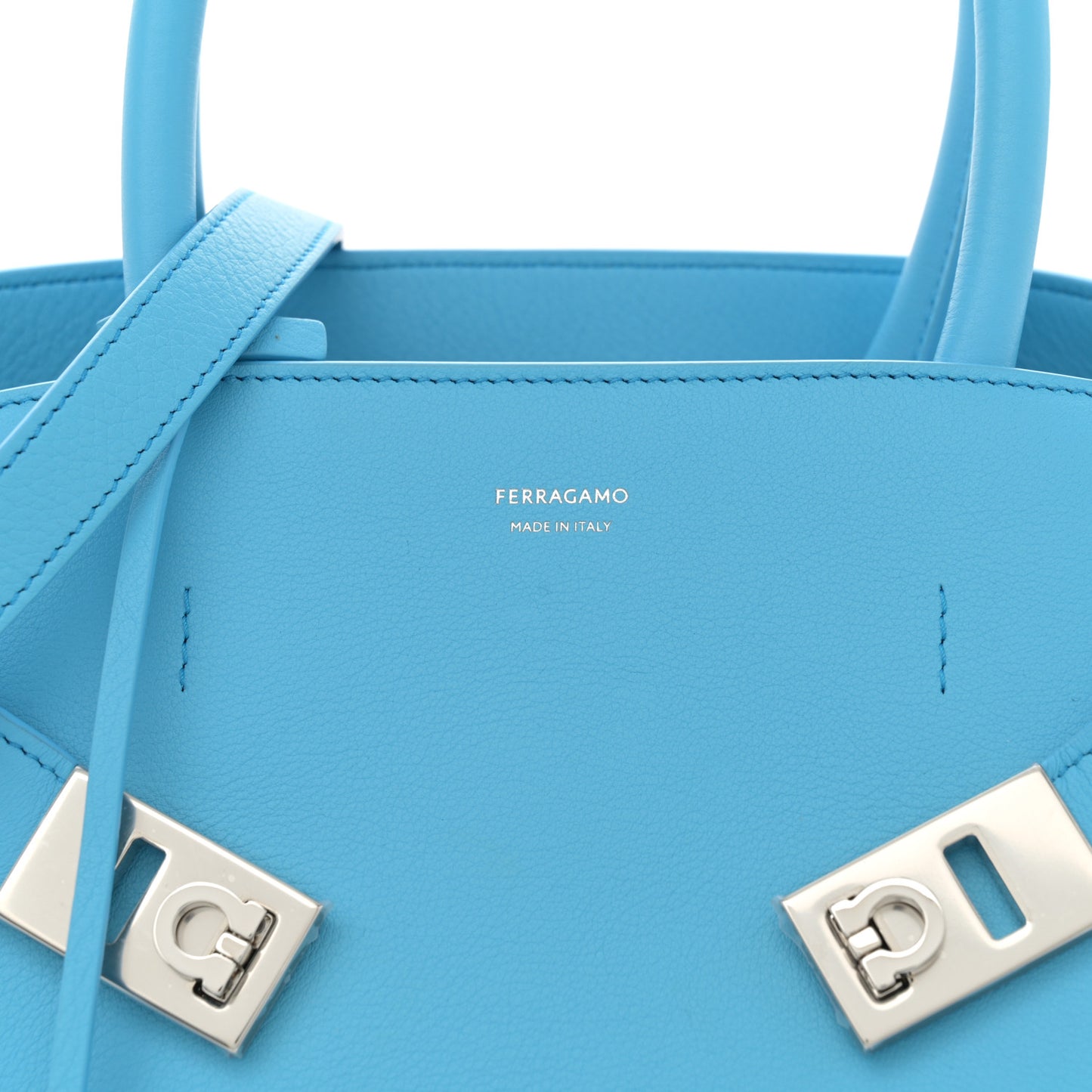 Natural Grain Calfskin Small Hug Bag Light Blue
