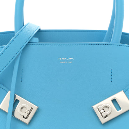 Salvatore Ferragamo Natural Grain Calfskin Small Hug Bag Light Blue 7 of 9